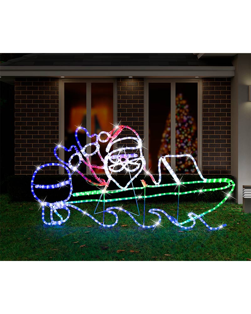 Waving Santa in Speed Boat LED Christmas Ropelight 1.1m