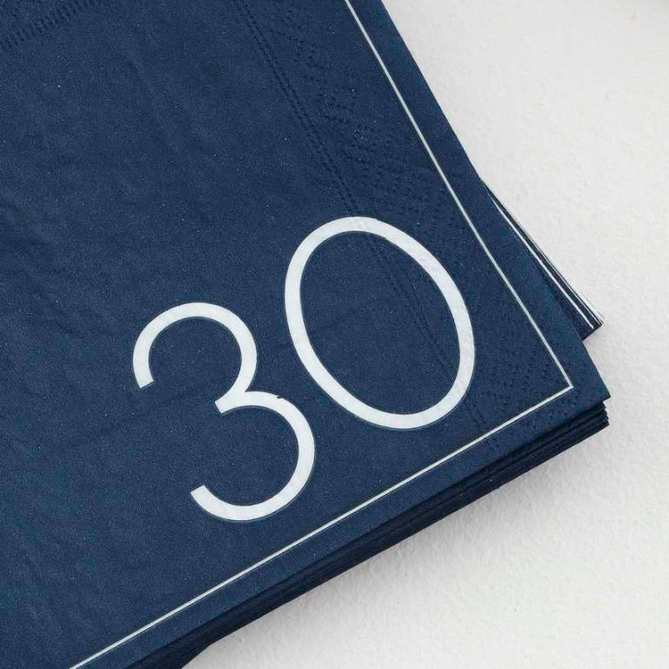 Mix it Up Navy 30th Birthday Milestone Paper Napkins