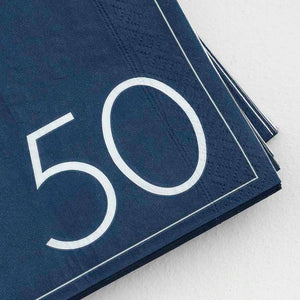 Mix it Up Navy 50th Birthday Milestone Paper Napkins
