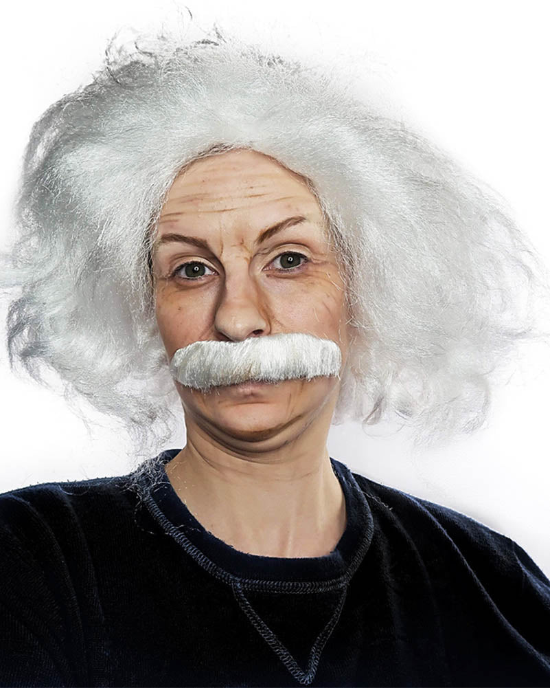 Mad Scientist Deluxe White Wig and Mo Set