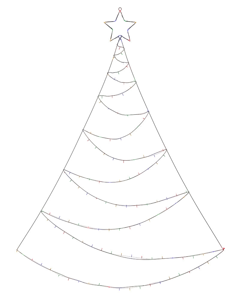 Multicolour Christmas LED Wall Spiral Tree 3m