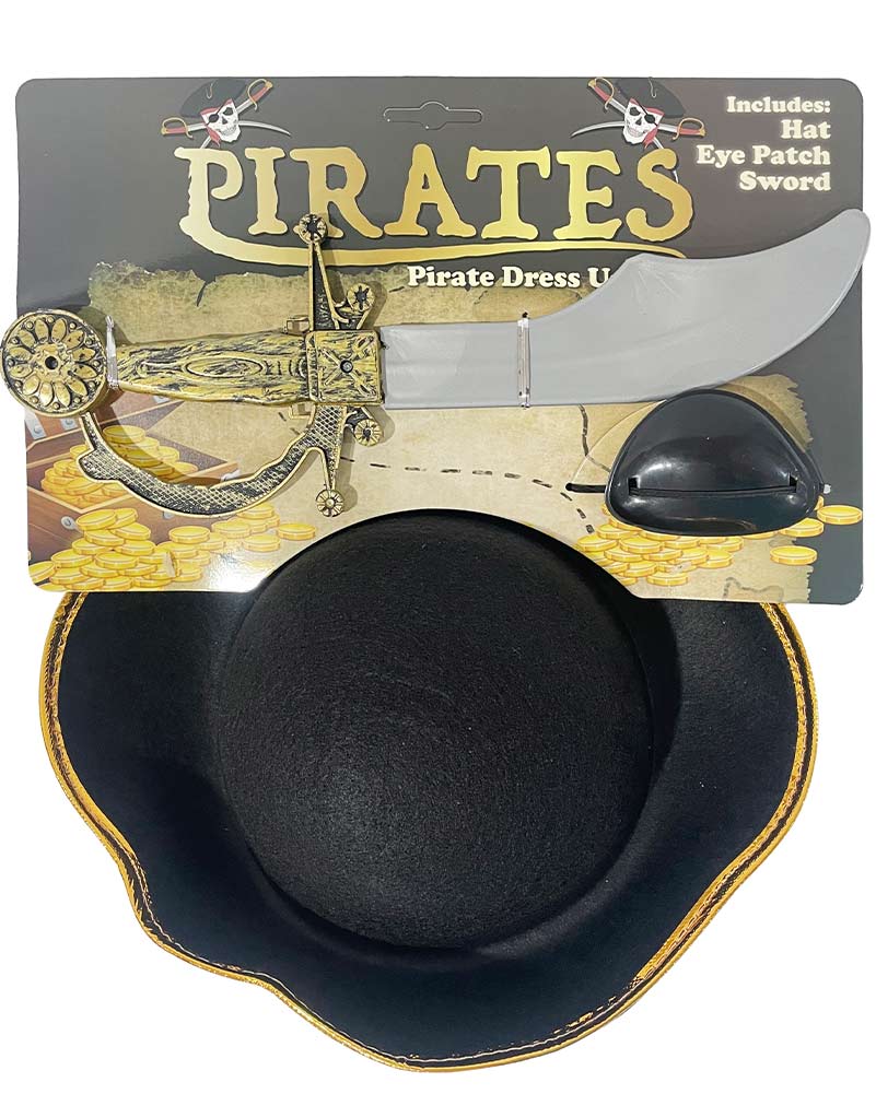 Pirate Hat Eye Patch and Sword Accessory Set