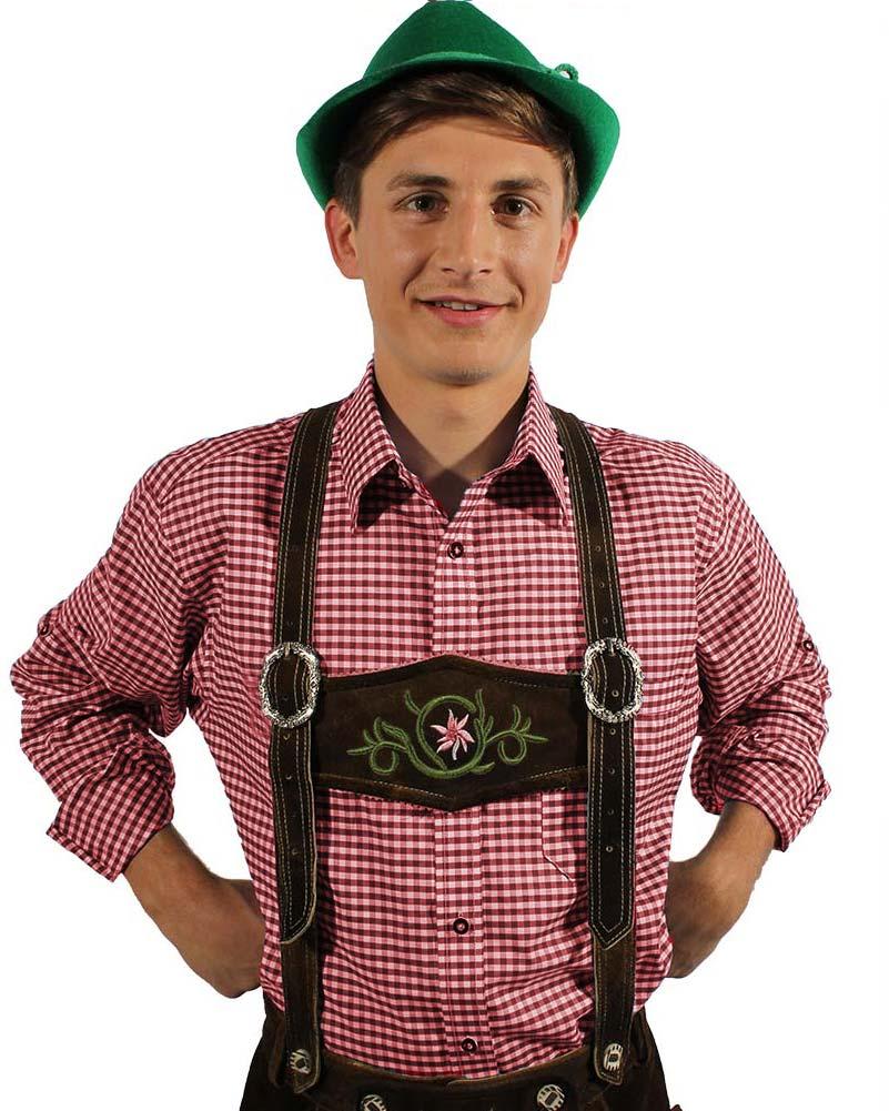 Red Check Oktoberfest Plus Size Mens Cotton Shirt
