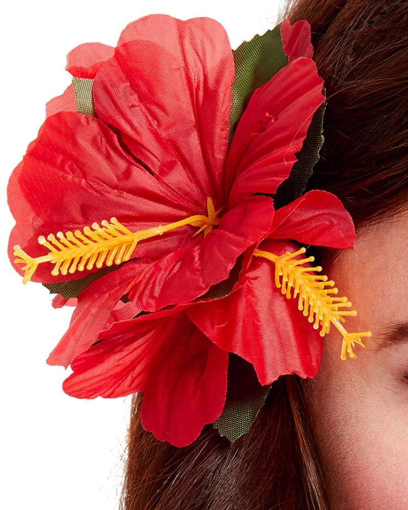 Red Hawaiian Flower Hair Clip