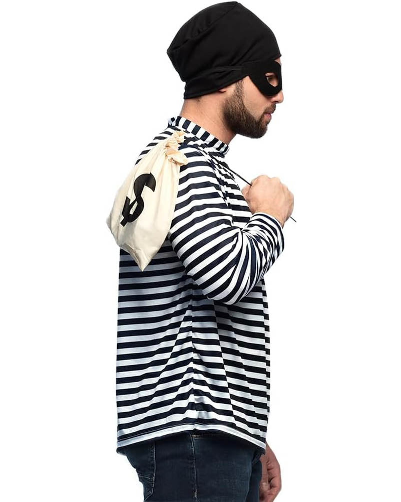 Robber Adult Shirt Beanie Eye Mask and Bag Set