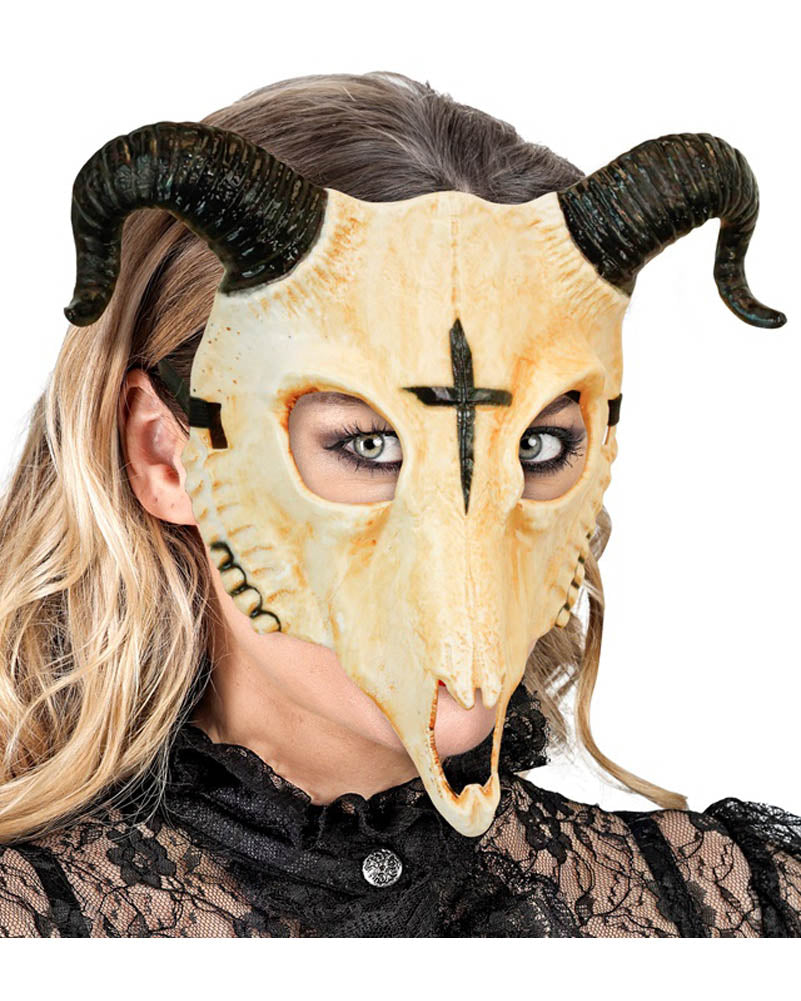 Satanic Ram Skull Hard Plastic Mask