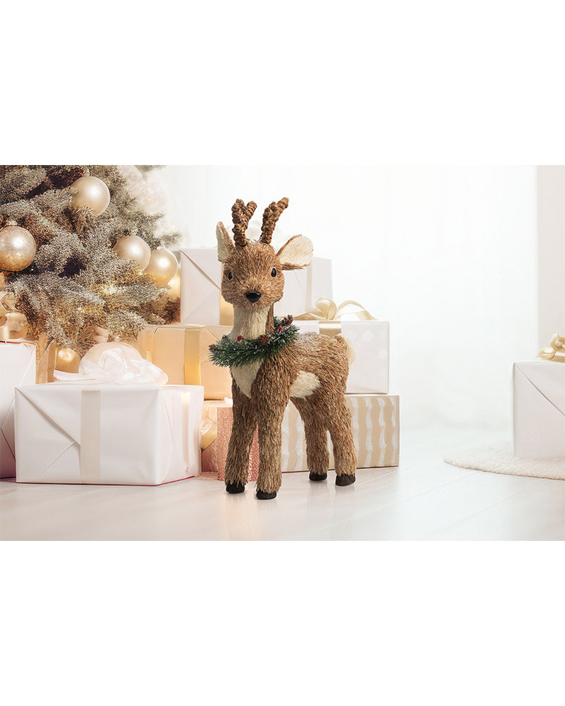 Sisal Snowy Reindeer with Bendable Antlers Christmas Decoration 40cm