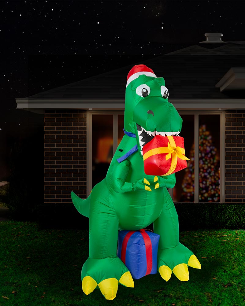 T Rex with Presents Christmas Lawn Inflatable 1.8m