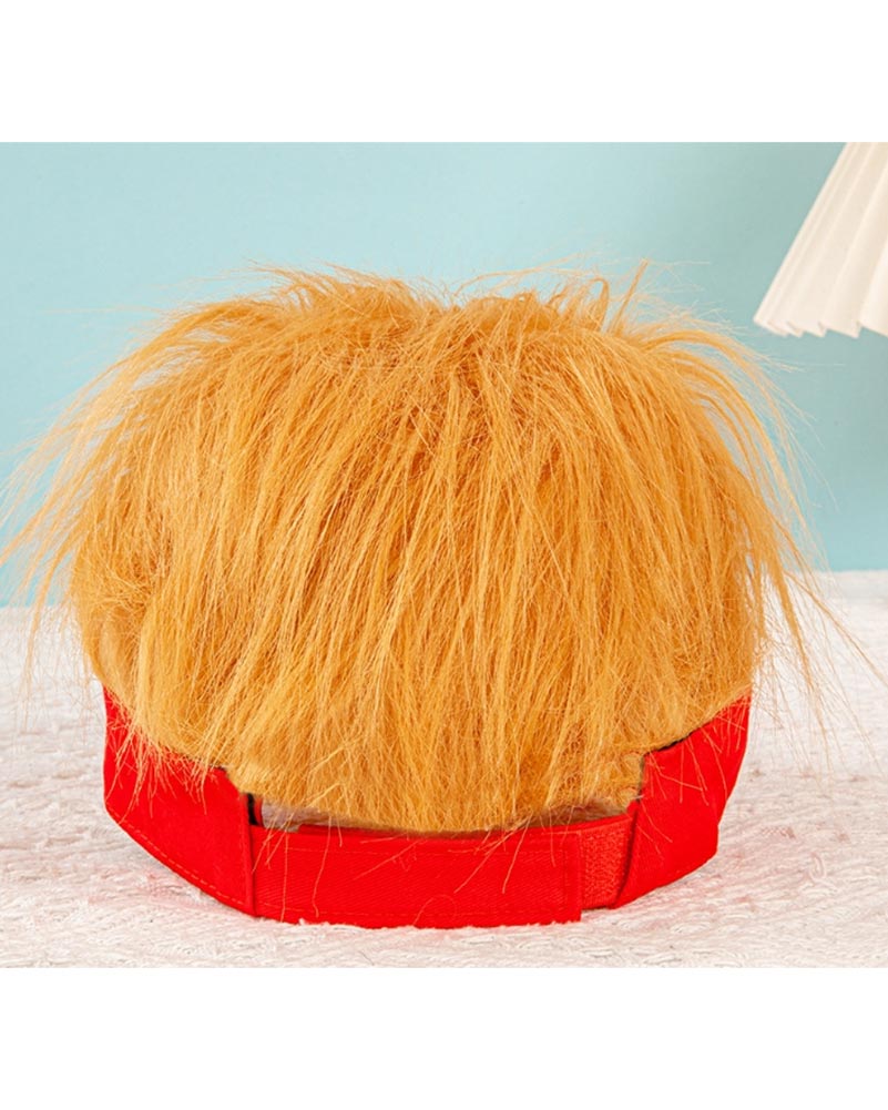 Trump Red Visor Hat with Orange Hair