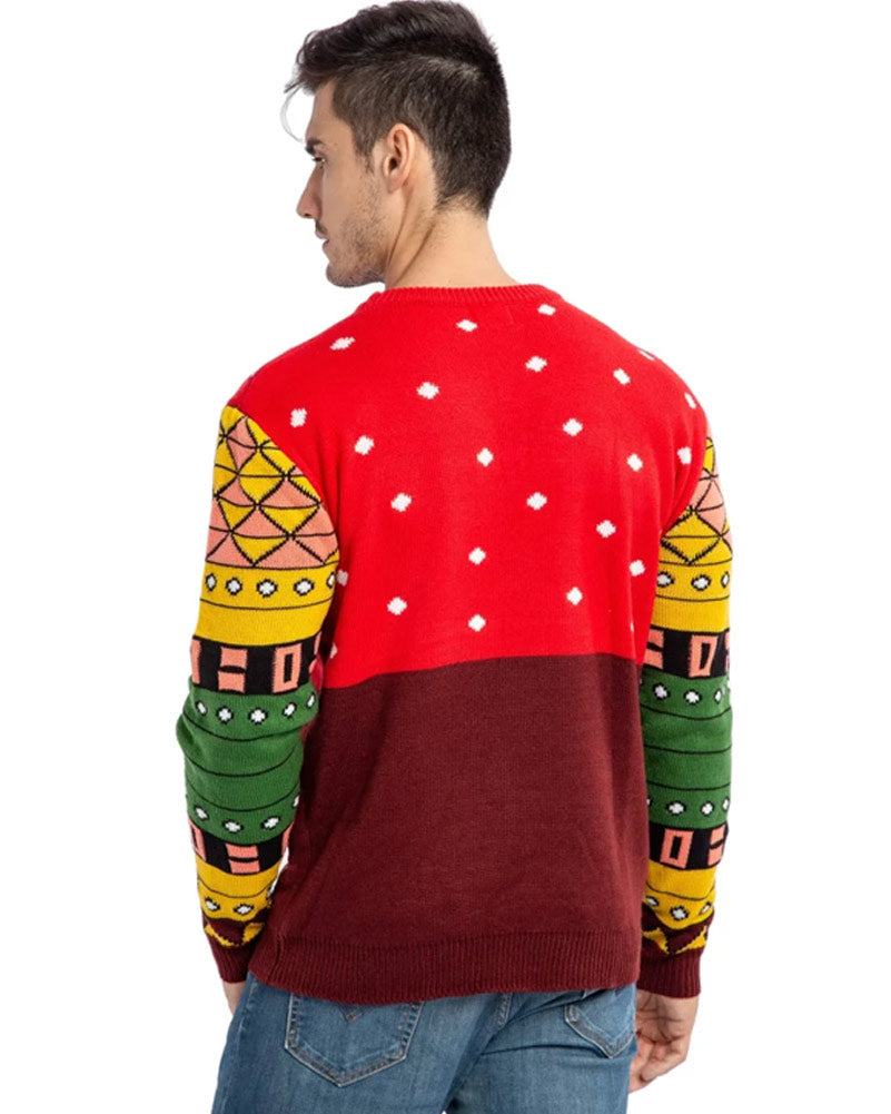 Ugly Christmas Santa with Light Bulbs Mens Sweater
