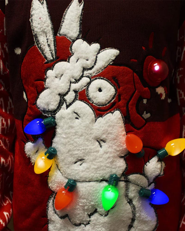 Ugly Falallama with Light Bulbs Mens Christmas Sweater