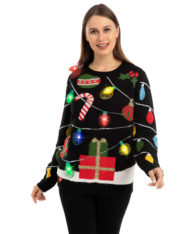 Ugly String Lights with Light Bulbs Deluxe Adult Christmas Sweater