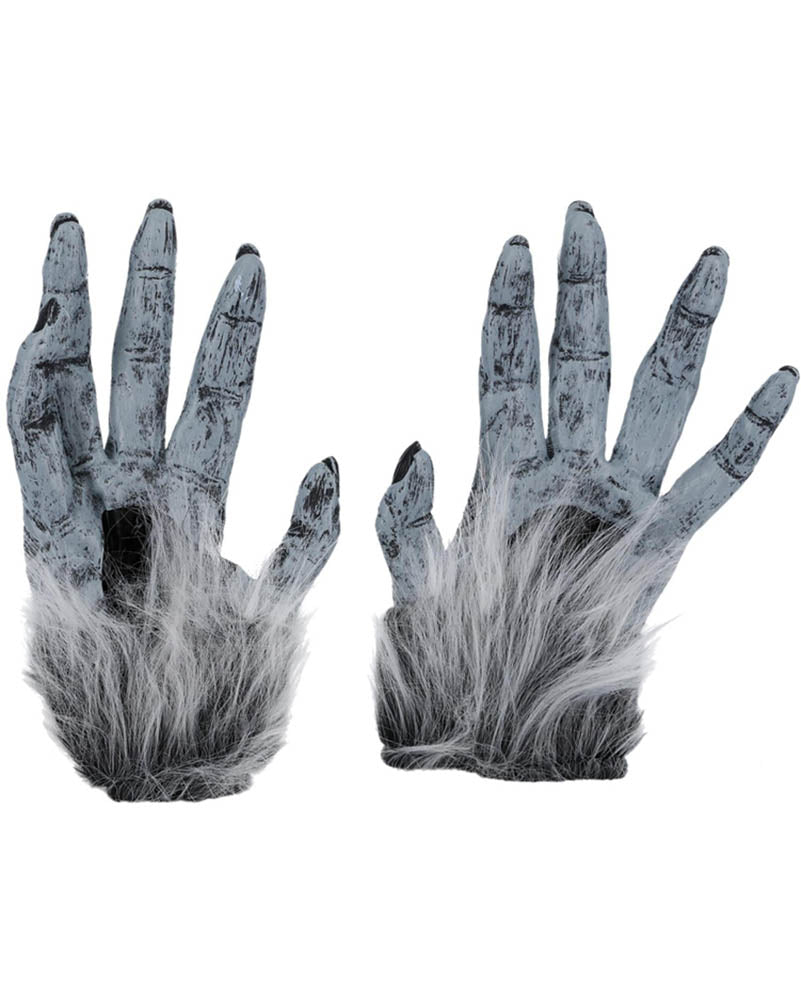 Werewolf Grey Furry Gloves