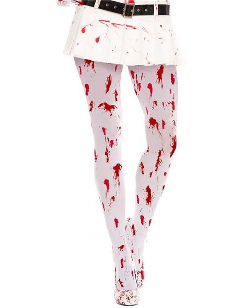 White Opaque Bloody with Blood Drip Pantyhose