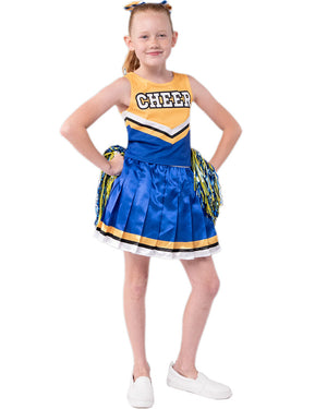 Yellow Blue Cheerleader Girls Costume