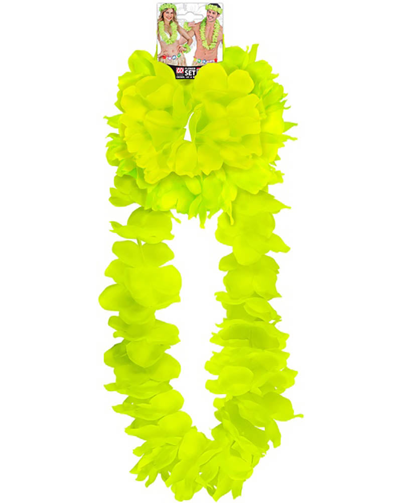 Yellow Hawaiian Lei Crown and Bracelet Set
