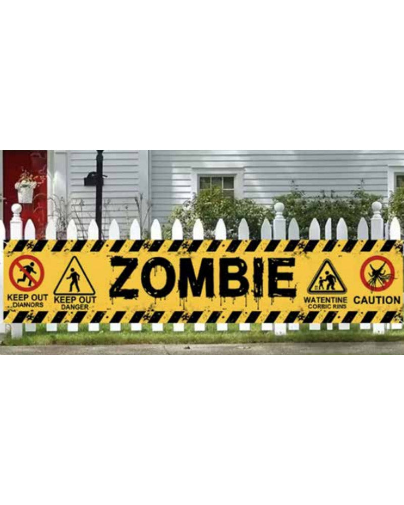 Zombie Warning Yard Banner 3m For Halloween