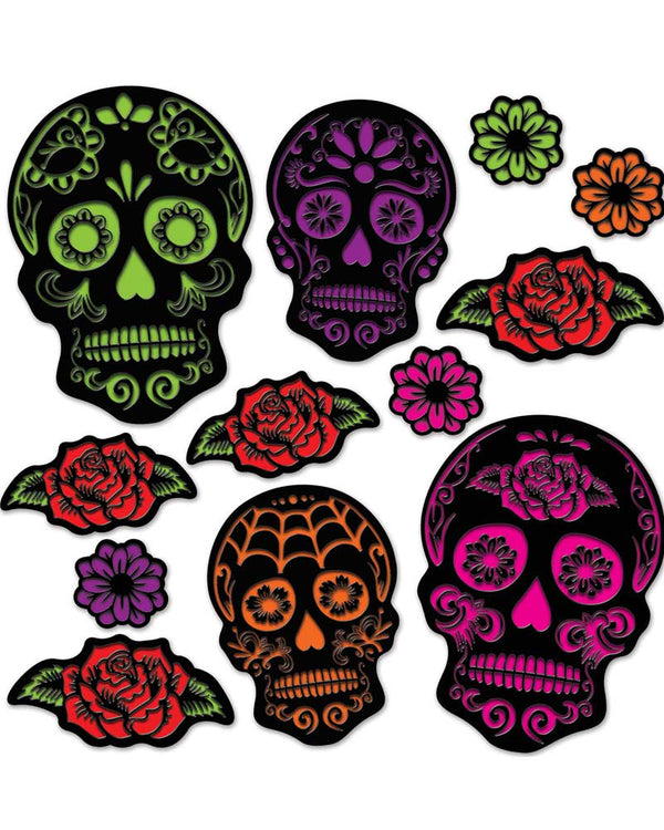 Day of the Dead Sugar Skull Cutouts Pack of 12