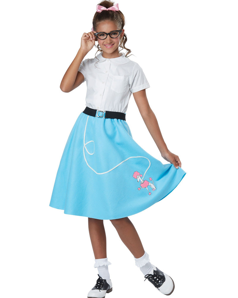 50s Blue Poodle Skirt Girls Costume