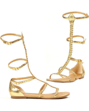 Image of strappy gold womens sandals.