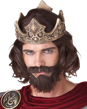 Medieval King Brown Wig with Beard