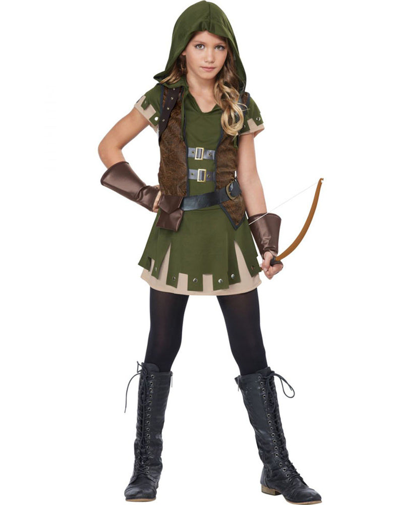 Girl Robin Hood Costume Teen Size Frayed Skirt main image 0