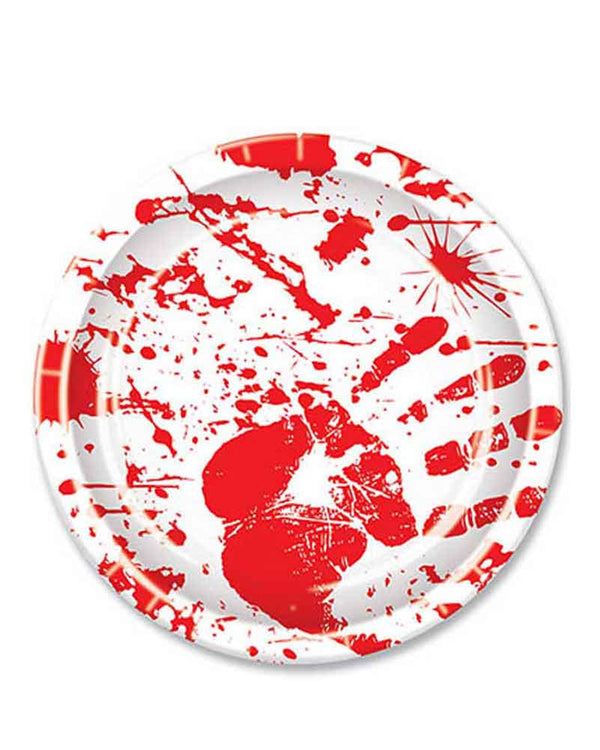 Bloody Hand Prints 22cm Plates Pack of 8