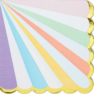 Pastel Celebrations Lunch Napkins Scalloped & Gold Foil Pack of 16