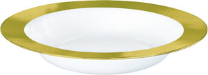 Premium Plastic Bowls 354ml White with Gold Border Pack of 10