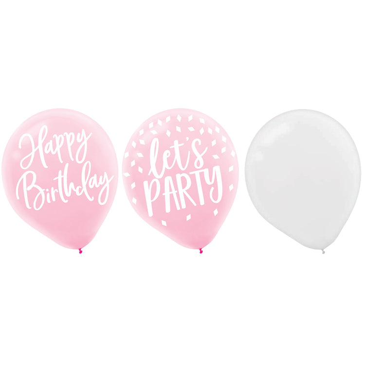 Blush Birthday 30cm Latex Balloons Pack of 15