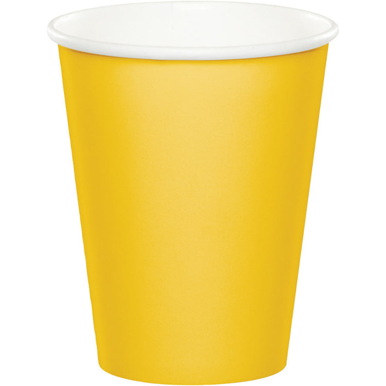 School Bus Yellow Paper Cups 266ml Pack of 24