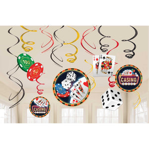 Roll The Dice Casino Hanging Swirl Decorations Value Pack Pack of 12