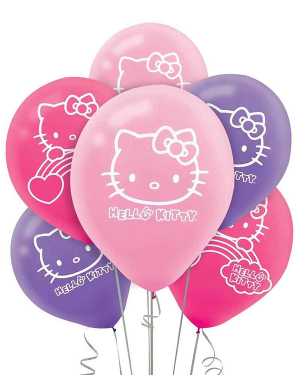 Hello Kitty Rainbow Latex Balloons Pack of 6 30.5cm
