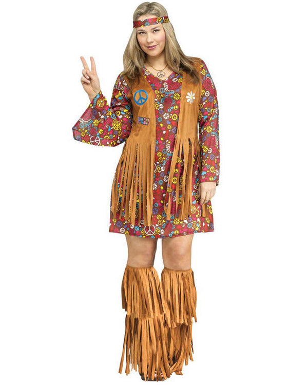 60s Peace and Love Hippie Womens Plus Size Costume