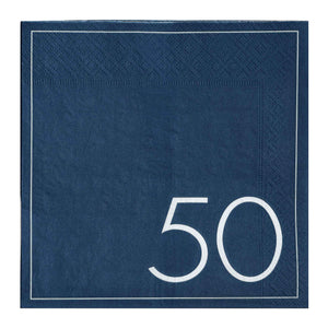 Mix it Up Navy 50th Birthday Milestone Paper Napkins