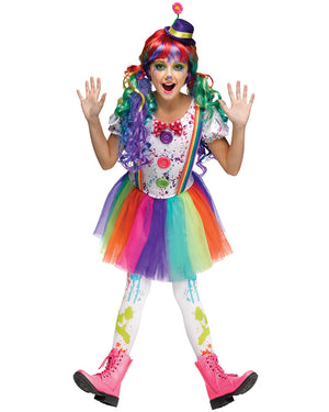 Crazy Colour Clown Girls Costume