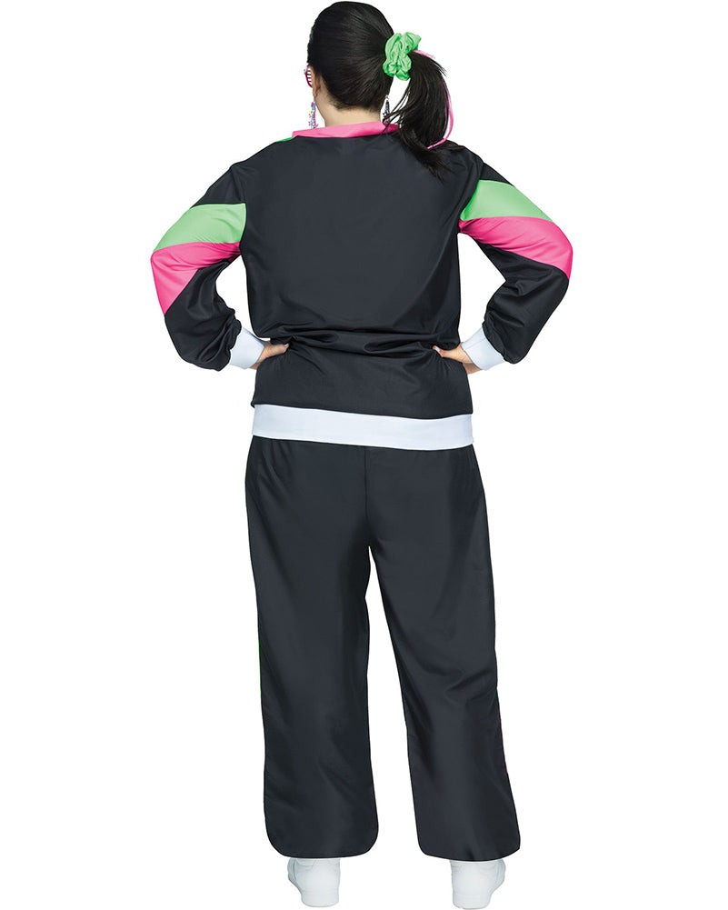 80s Black Tracksuit Plus Size Womens Costume
