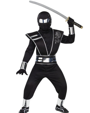 Silver Mirror Ninja Boys Costume
