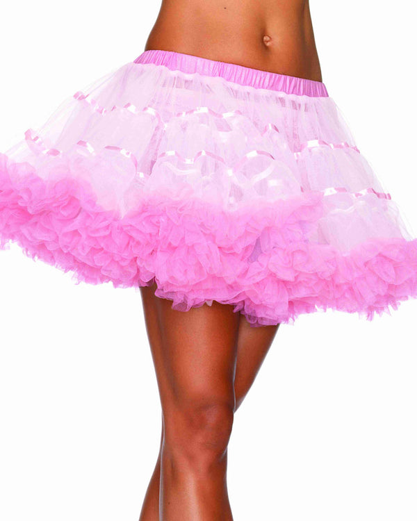Pink and White Layered Tulle Petticoat Light