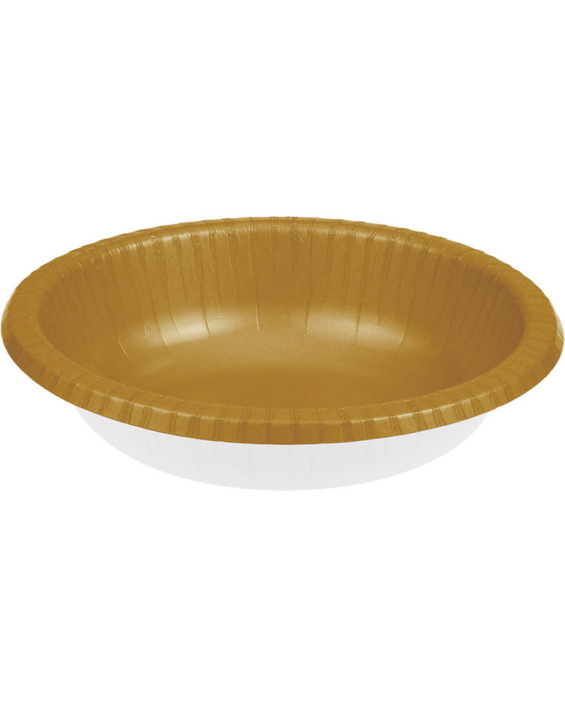 Glittering Gold Paper Bowls 590ml Pack of 20
