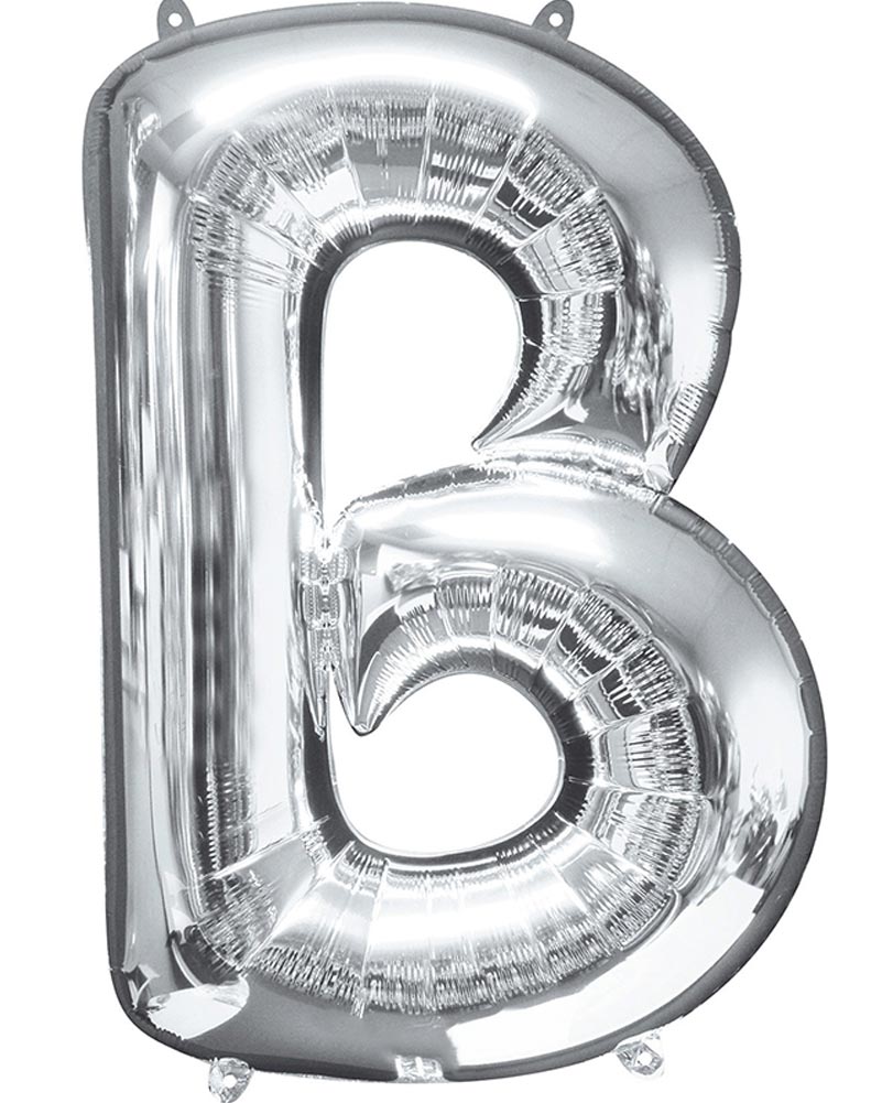 Letter B Silver Megaloon Foil Balloon 100cm