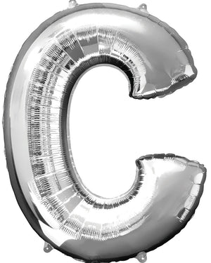Letter C Silver Megaloon Foil Balloon 100cm