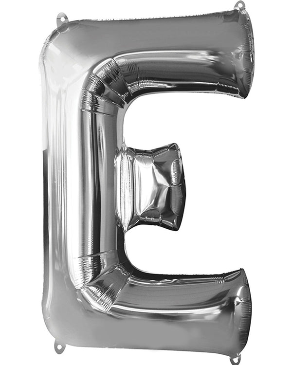 Letter E Silver Megaloon Foil Balloon 100cm