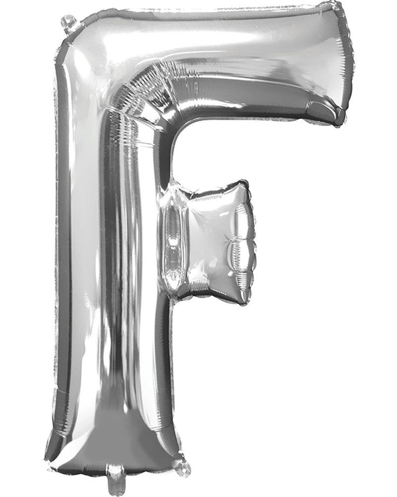 Letter F Silver Megaloon Foil Balloon 100cm