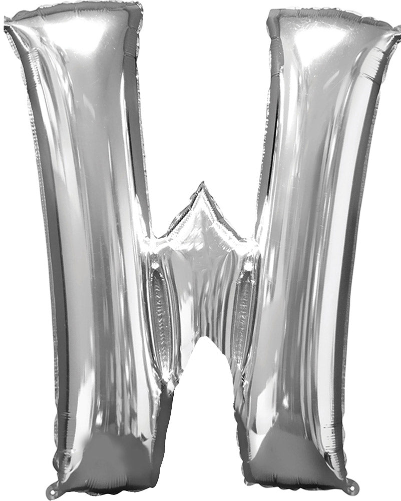 Letter W Silver Megaloon Foil Balloon 100cm