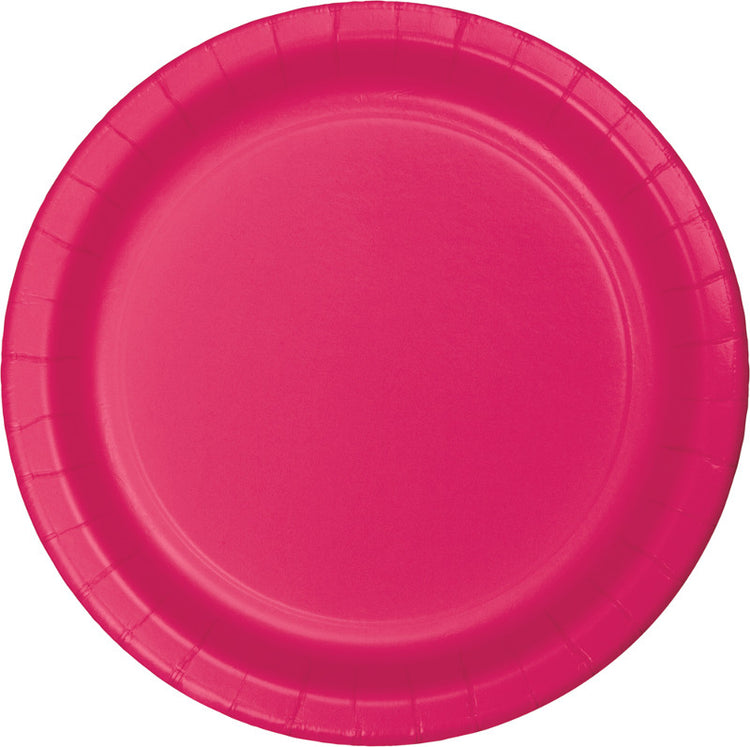 Hot Magenta Round Paper Plate 22cm Pack of 24