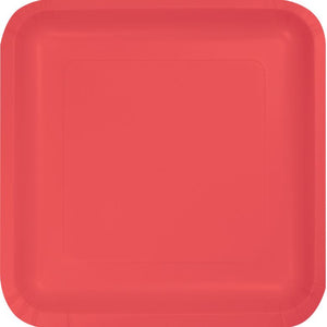 Coral Square Dinner Plates Square Paper 23cm Pack of 18