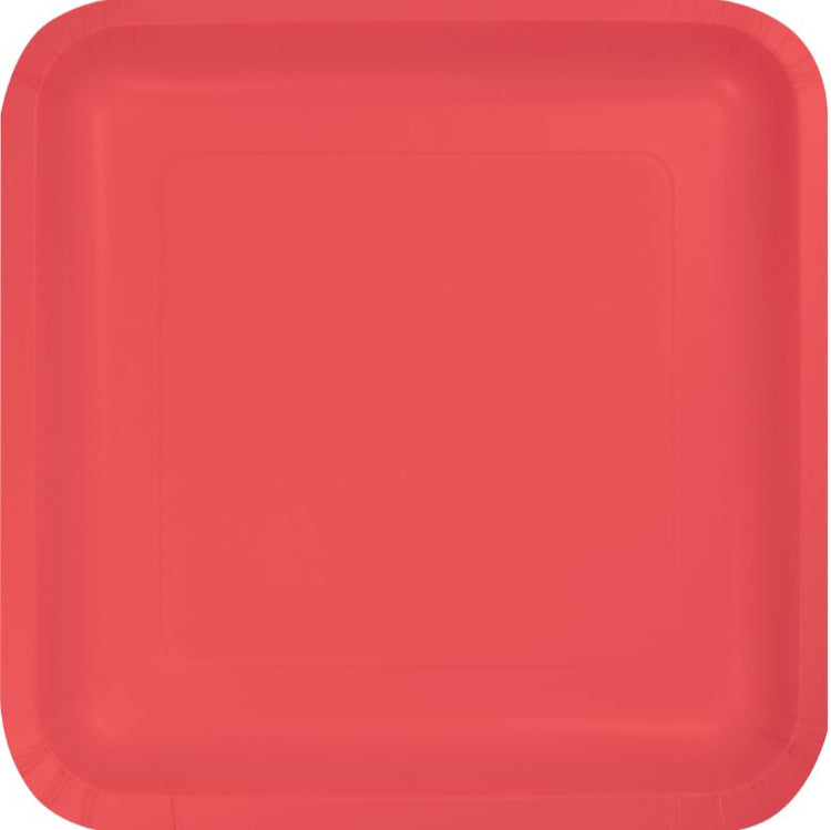 Coral Square Dinner Plates Square Paper 23cm Pack of 18