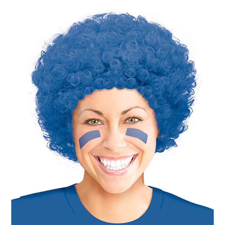 Team Spirit Curly Blue Wig