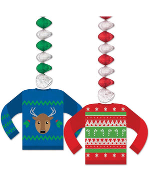 Ugly Christmas Sweater Hanging Decorations Pack of 2